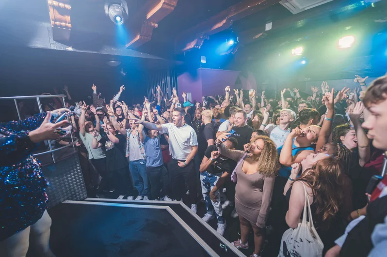 The crowd cheers at OMG Bristol Club