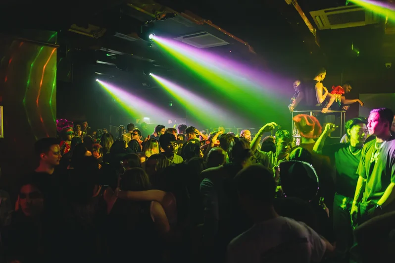 Atmospheric lighting on the dancefloor at OMG Bristol Club