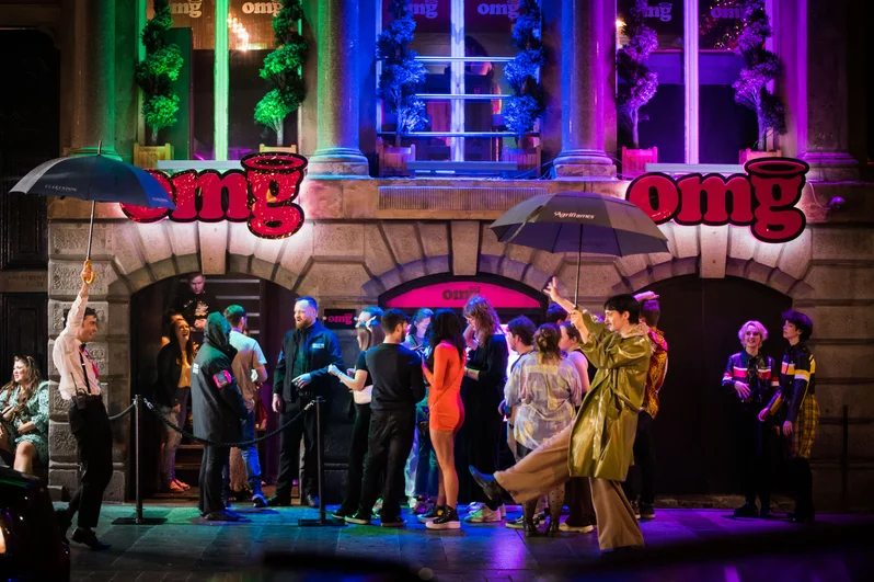 A queue of clubbers line up outside OMG Liverpool