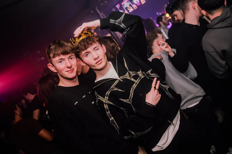 Two clubbers pose for a photo at OMG Liverpool